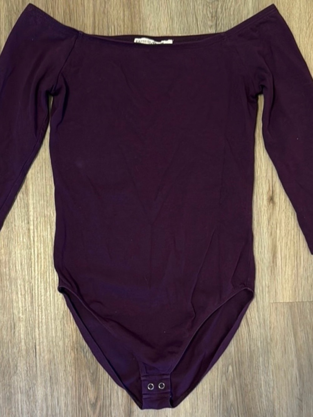 Express One Eleven XS Purple Off Shoulder Bodysuit 3/4 Sleeve Stretch